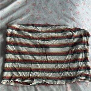 Volcom Striped Pencil Skirt in Cream, Red, and Green